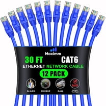 Maximm Cat6 Ethernet Cable 12-Pack 30 ft – CCA LAN Network Patch Cords, RJ45, Blue