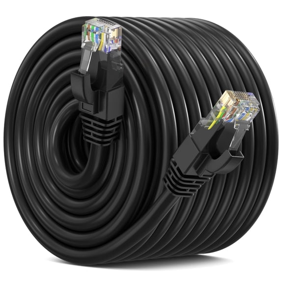 Maximm Cat 6 Ethernet Cable 300 ft – High-Speed LAN & Network Patch Cable, 10Gbps, 550 MHz, Black UTP Cord – Gold-Plated RJ45 Connectors