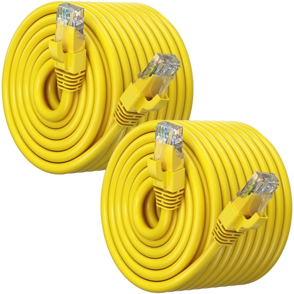 Maximm Cat 6 Ethernet Cable 300 ft (2-Pack) - High-Speed LAN Cable, Internet Cable, Patch Cable, and Network Cable - UTP, 10Gbps, 550MHz Cat6 Cable - Yellow