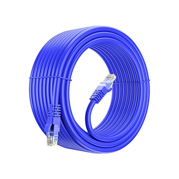 Cat 6 Ethernet Cable 40 Ft, 100% Pure Copper, Cat6 Cable LAN Cable, Internet Cable, Patch Cable and Network Cable - UTP (Blue) 40 Feet