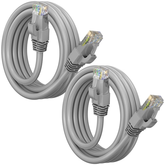 Maximm Cat 6 Ethernet Cable 5 ft (2-Pack) - High-Speed LAN Cable, Internet Cable, Patch Cable, and Network Cable - UTP, 10Gbps, 550MHz Ethernet Cord - Gray