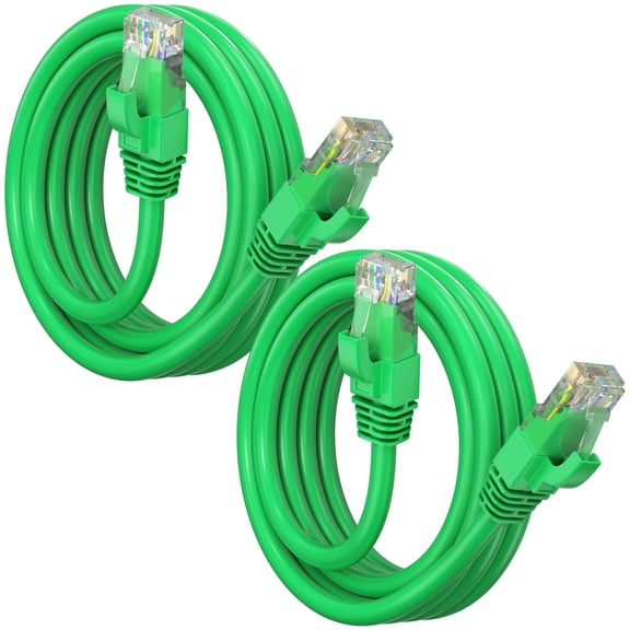 Maximm Cat 6 Ethernet Cable 5 ft (2-Pack) - High-Speed LAN Cable, Internet Cable, Patch Cable, and Network Cable - UTP, 10Gbps, 550MHz Ethernet Cord - Green