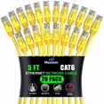 thumbnail image 1 of Maximm Cat 6 Ethernet Cable 5 ft (20-Pack) - High-Speed LAN Cable, Internet Cable, Patch Cable, and Network Cable - UTP, 10Gbps, 550MHz Ethernet Cord - Yellow, 1 of 8
