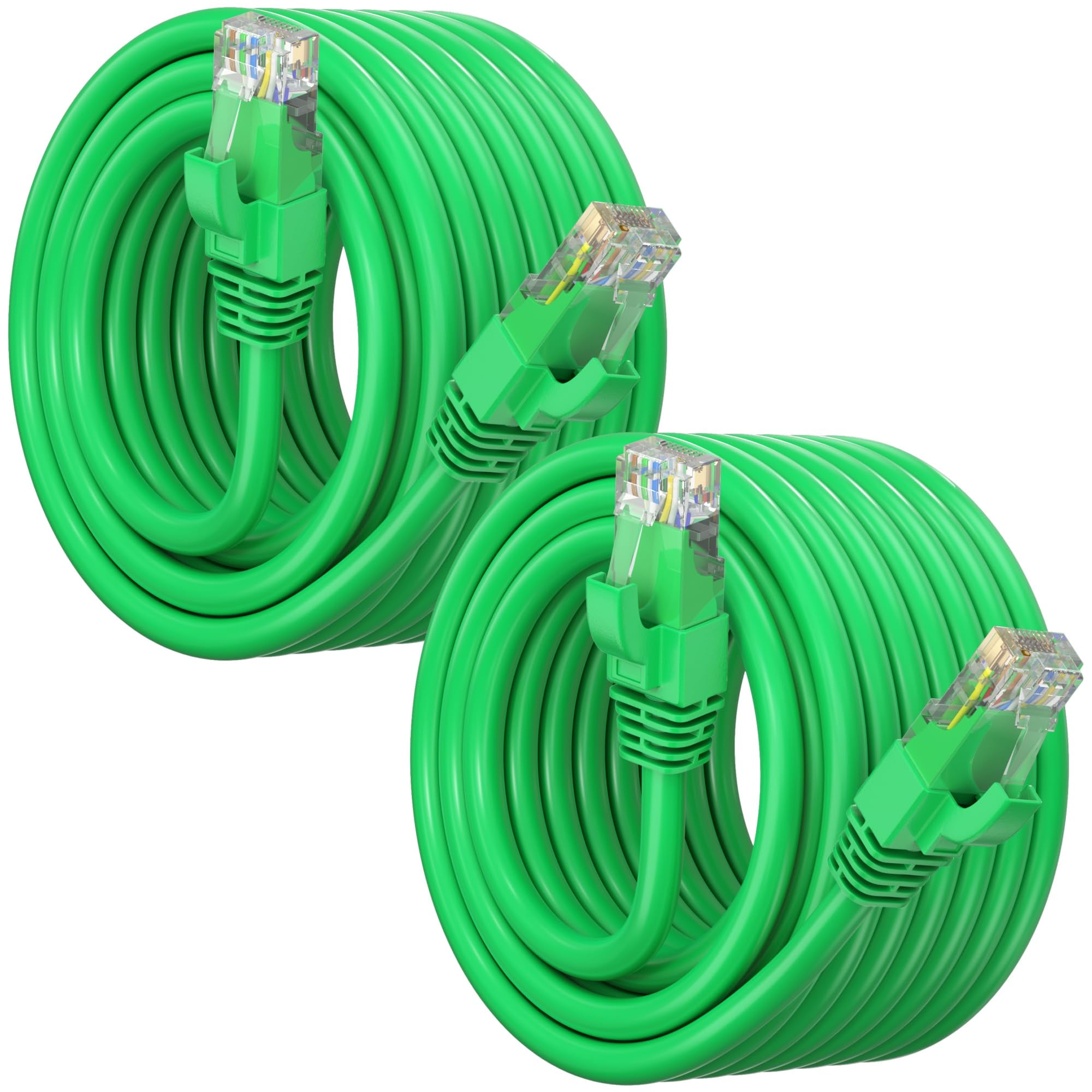 Maximm Cat 6 Ethernet Cable 50 ft (2-Pack) - High-Speed LAN Cable, Internet Cable, Patch Cable, and Network Cable - UTP, 10Gbps, 550MHz Cat6 Cable - Green
