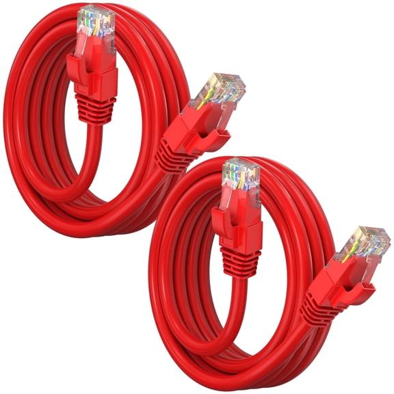 Maximm Cat6 Ethernet Cable 2-Pack 6 ft – CCA LAN Network Patch Cords, RJ45, Red