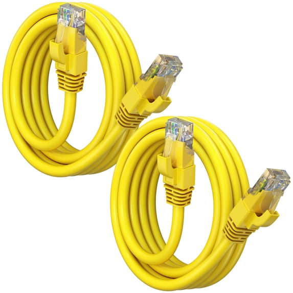 Maximm Cat 6 Ethernet Cable 6 ft (2-Pack) - High-Speed LAN Cable, Internet Cable, Patch Cable, and Network Cable - UTP, 10Gbps, 550MHz Ethernet Cord - Yellow