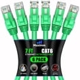 thumbnail image 1 of Maximm Cat 6 Ethernet Cable 7 ft (6-Pack) - High-Speed LAN Cable, Internet Cable, Patch Cable, and Network Cable - UTP, 10Gbps, 550MHz Ethernet Cord - Green, 1 of 8