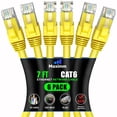 thumbnail image 1 of Maximm Cat 6 Ethernet Cable 7 ft (6-Pack) - High-Speed LAN Cable, Internet Cable, Patch Cable, and Network Cable - UTP, 10Gbps, 550MHz Ethernet Cord - Yellow, 1 of 8