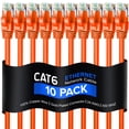 thumbnail image 1 of Cat 6 Ethernet Cable 8 Ft, 100% Pure Copper, Cat6 Cable (10 Pack) LAN Cable, Internet Cable, Patch Cable and Network Cable - UTP (Orange) 8 Feet, 1 of 7