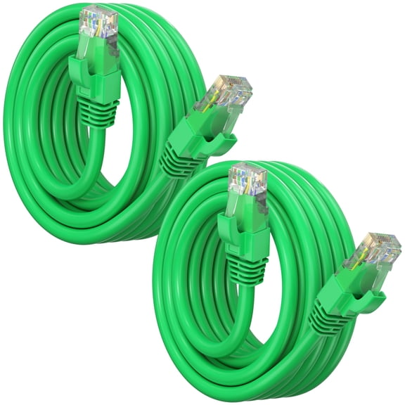 Maximm Cat 6 Ethernet Cable 8 ft (2-Pack) - High-Speed LAN Cable, Internet Cable, Patch Cable, and Network Cable - UTP, 10Gbps, 550MHz Ethernet Cord - Green