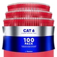thumbnail image 1 of Maximm Cat6 Ethernet Cable 100-Pack 20 ft – CCA LAN Network Patch Cords, RJ45, Red, 1 of 8