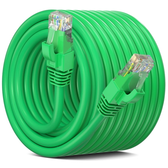 Maximm Cat6 Ethernet Cable 100 ft CCA LAN Network Patch Cords, RJ45, Green