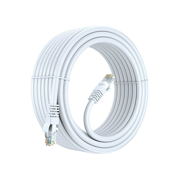 Cat 6 Ethernet Cable 30 Ft, 100% Pure Copper, Cat6 Cable LAN Cable, Internet Cable, Patch Cable and Network Cable - UTP (White) 30 Feet