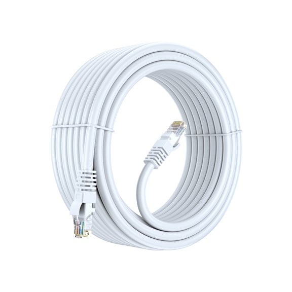 Cat 6 Ethernet Cable 30 Ft, 100% Pure Copper, Cat6 Cable LAN Cable, Internet Cable, Patch Cable and Network Cable - UTP (White) 30 Feet