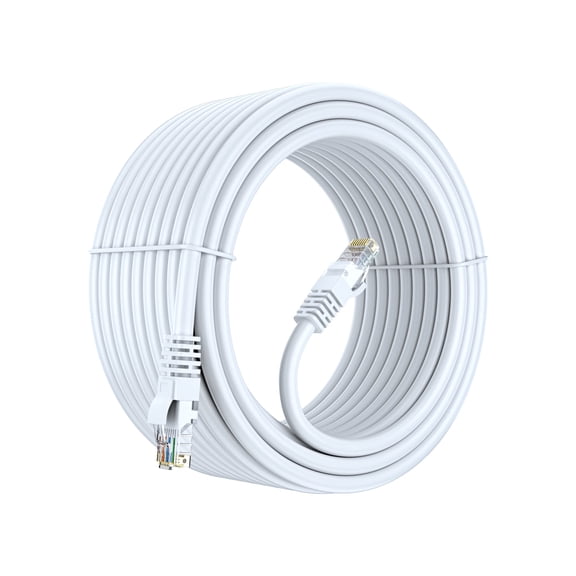 Cat 6 Ethernet Cable 50 Ft, 100% Pure Copper, Cat6 Cable LAN Cable, Internet Cable, Patch Cable and Network Cable - UTP (White) 50 Feet