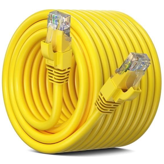Maximm Cat 6 Ethernet Cable 100 Ft,Cat6 Cable, LAN Cable, Internet Cable, Patch Cable and Network Cable - UTP (Yellow) 100 Feet ethernet Cord