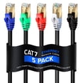 thumbnail image 1 of Maximm Cat7-3FT - 5 Pack - Multi Colored Tips -10Gbps - 600Mhz High Speed Ethernet Double Shielded STP, Patch and Network Cable, 1 of 7