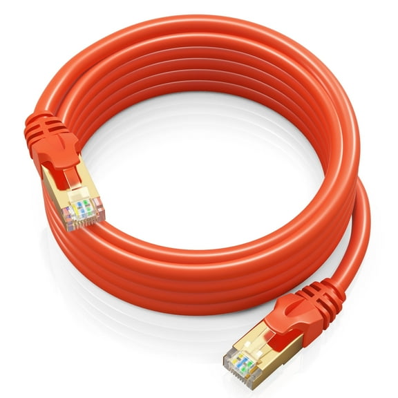 Cat 7 Ethernet Cable 12 ft - High-Speed Cat7 Internet & Network LAN Patch Cables, RJ45 Connectors - Perfect for Gaming, Streaming, and More (Orange)