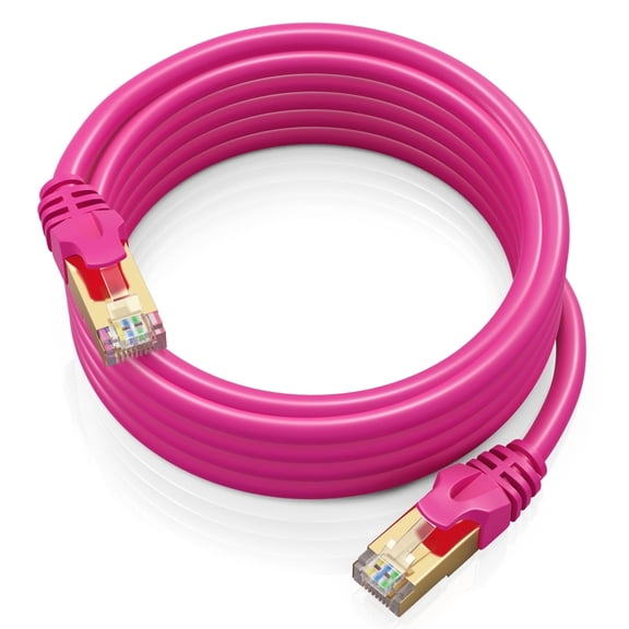 Cat 7 Ethernet Cable 12 ft - High-Speed Cat7 Internet & Network LAN Patch Cables, RJ45 Connectors - Perfect for Gaming, Streaming, and More (Pink)