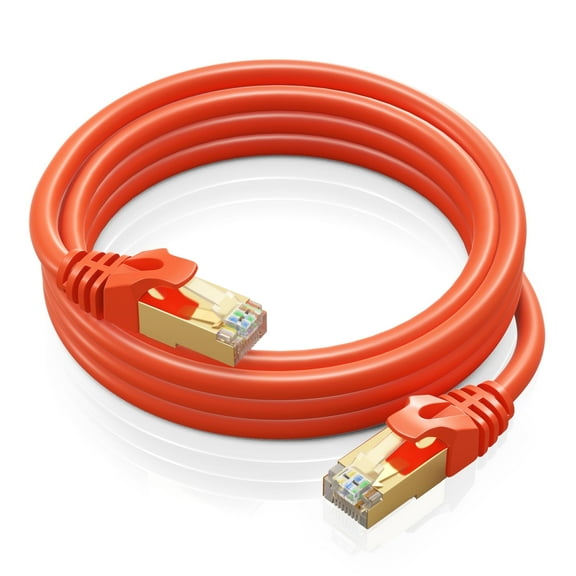 Cat 7 Ethernet Cable 5 ft - High-Speed Cat7 Internet & Network LAN Patch Cables, RJ45 Connectors - Perfect for Gaming, Streaming, and More (Orange)