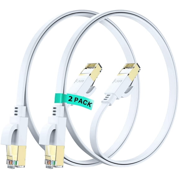 Cat 8 Ethernet Cable 25 ft, Flat Cable with Gold-Plated RJ45 Connector, LAN Internet Cable, Network Cable for Modems, Routers, High Speed, Black