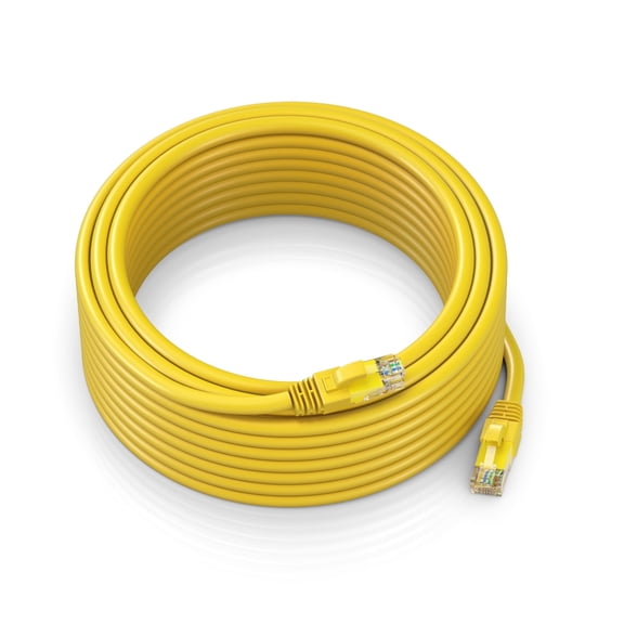 Ethernet Cable 100 ft CAT6 High Speed Internet Network LAN Cable Cord, Outdoor Waterproof (Yellow)