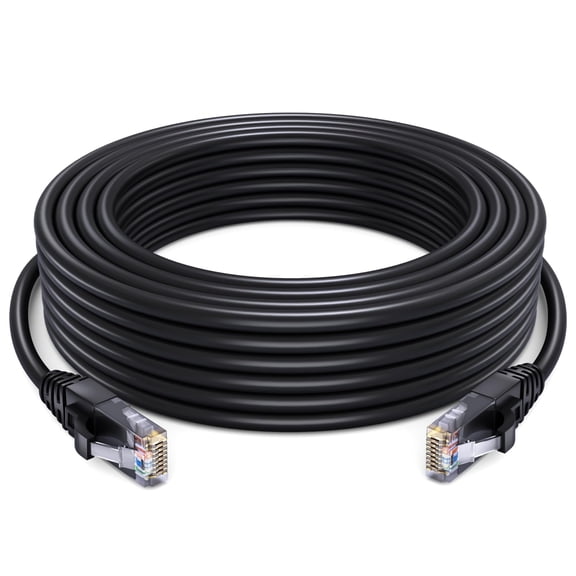 Ethernet Cable 20 ft CAT6 High Speed Internet Network LAN Cable Cord, Outdoor Waterproof (Black)