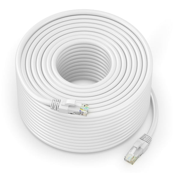 Ethernet Cable 300 ft CAT6 High Speed Internet Network LAN Cable Cord, Outdoor Waterproof (White)