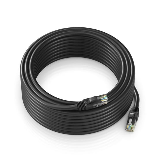 Ethernet Cable 75 ft CAT6 High Speed Internet Network LAN Cable Cord, Outdoor Waterproof (Black)