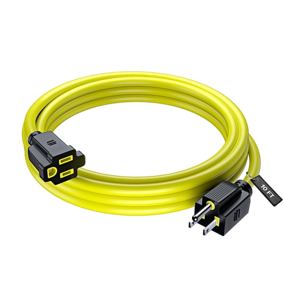 Maximm Extension Cord 10 Ft Yellow Power Cords Indoor 16 Gauge Wire SJTW Heavy Duty ETL Listed (10Ft, Yellow)