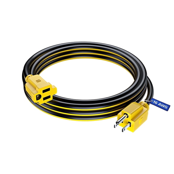 Maximm Extension Cord 10 ft, Extension Cord,16 Gauge, Heavy Duty Extension Cord (Black and Yellow) ETL Listed
