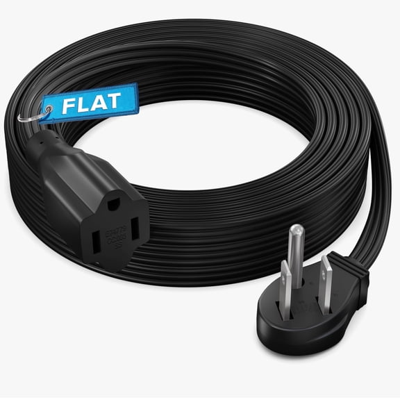 Maximm 12-Foot 16 AWG 3-Prong Flat Plug Extension Cord, 1 Outlet Black