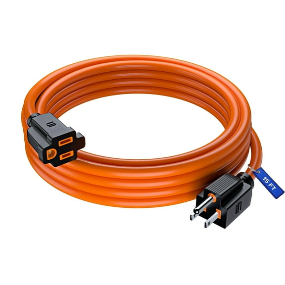 Maximm Extension Cord 15 Ft Orange Power Cords Indoor 16 Gauge Wire SJTW Heavy Duty ETL Listed (15Ft, Orange)