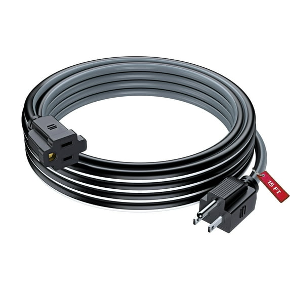 Maximm Extension Cord 15 ft, Extension Cord,16 Gauge, Heavy Duty Extension Cord (Black, White and Gray) ETL Listed