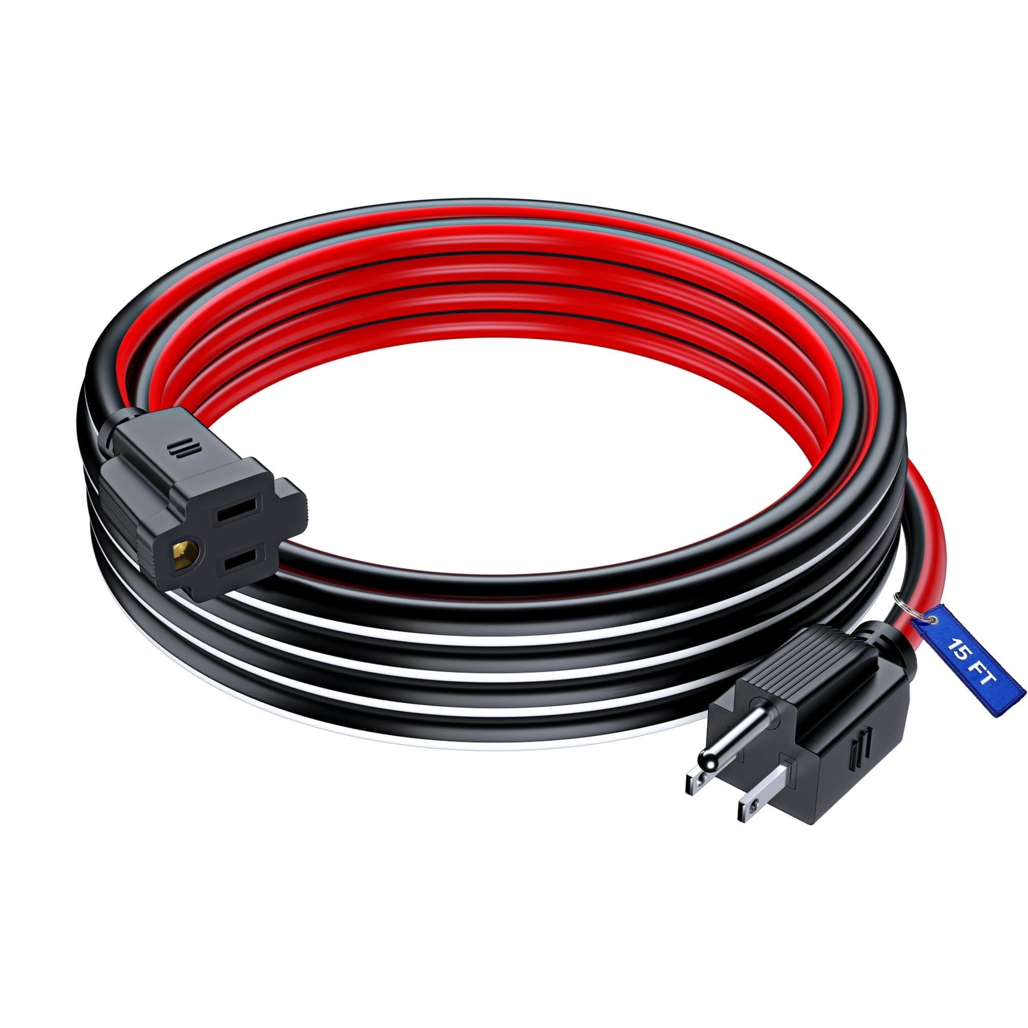 Maximm Extension Cord 15 ft, Extension Cord,16 Gauge, Heavy Duty Extension Cord (Black, White and Red) ETL Listed