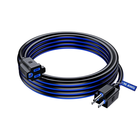 Maximm Extension Cord 15 ft, Extension Cord,16 Gauge, Heavy Duty Extension Cord (Black and Blue) ETL Listed