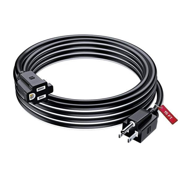 Maximm Extension Cord 15 ft, Extension Cord,16 Gauge, Heavy Duty Extension Cord (Black and White) ETL Listed