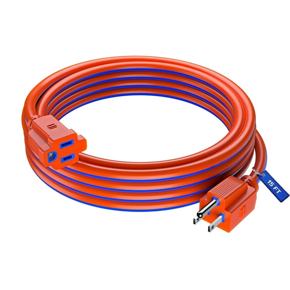 Maximm Extension Cord 15 ft, Extension Cord,16 Gauge, Heavy Duty Extension Cord (Blue and Orange) ETL Listed
