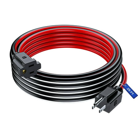 Maximm Extension Cord 25 ft, Extension Cord,16 Gauge, Heavy Duty Extension Cord (Black, White and Red) ETL Listed