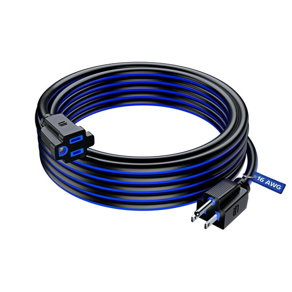 Maximm Extension Cord 25 ft, Extension Cord,16 Gauge, Heavy Duty Extension Cord (Black and Blue) ETL Listed