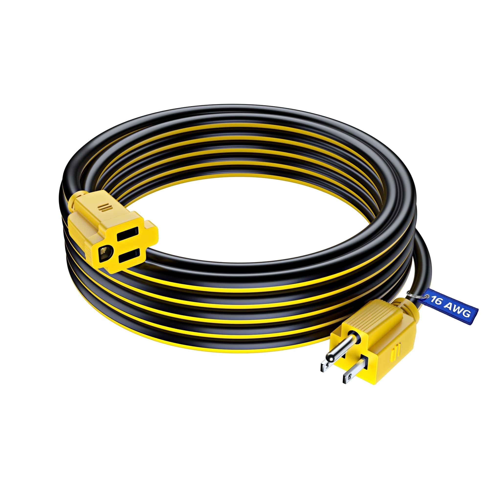 Maximm Extension Cord 25 ft, Extension Cord,16 Gauge, Heavy Duty Extension Cord (Black and Yellow) ETL Listed