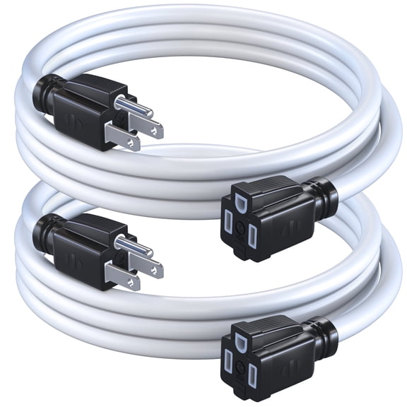 Maximm Extension Cord 3 Ft, 2 Pack White Power Cords Indoor 16 Gauge Wire SJTW Heavy Duty ETL Listed (3Ft, White, 2 Pack)