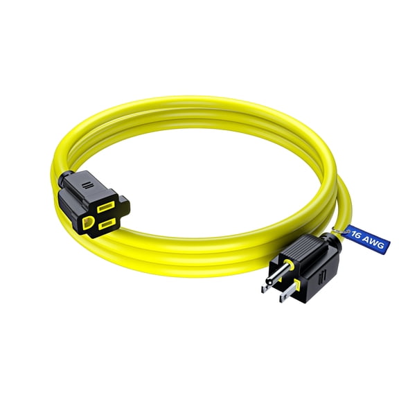 Maximm Extension Cord 3 Ft  Yellow Indoor & Outdoor Power Cords, 16 AWG SJTW, Heavy Duty, ETL Listed, Grounded 3-Prong  Extension Cable for Home, Office & Garage