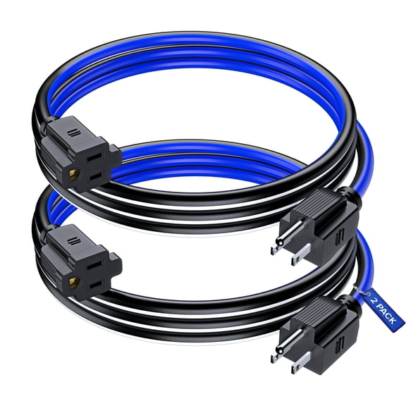 Maximm Extension Cord 3 ft, (2 Pack) Extension Cord,16 Gauge, Heavy Duty Extension Cord (Black, White and Blue) ETL Listed