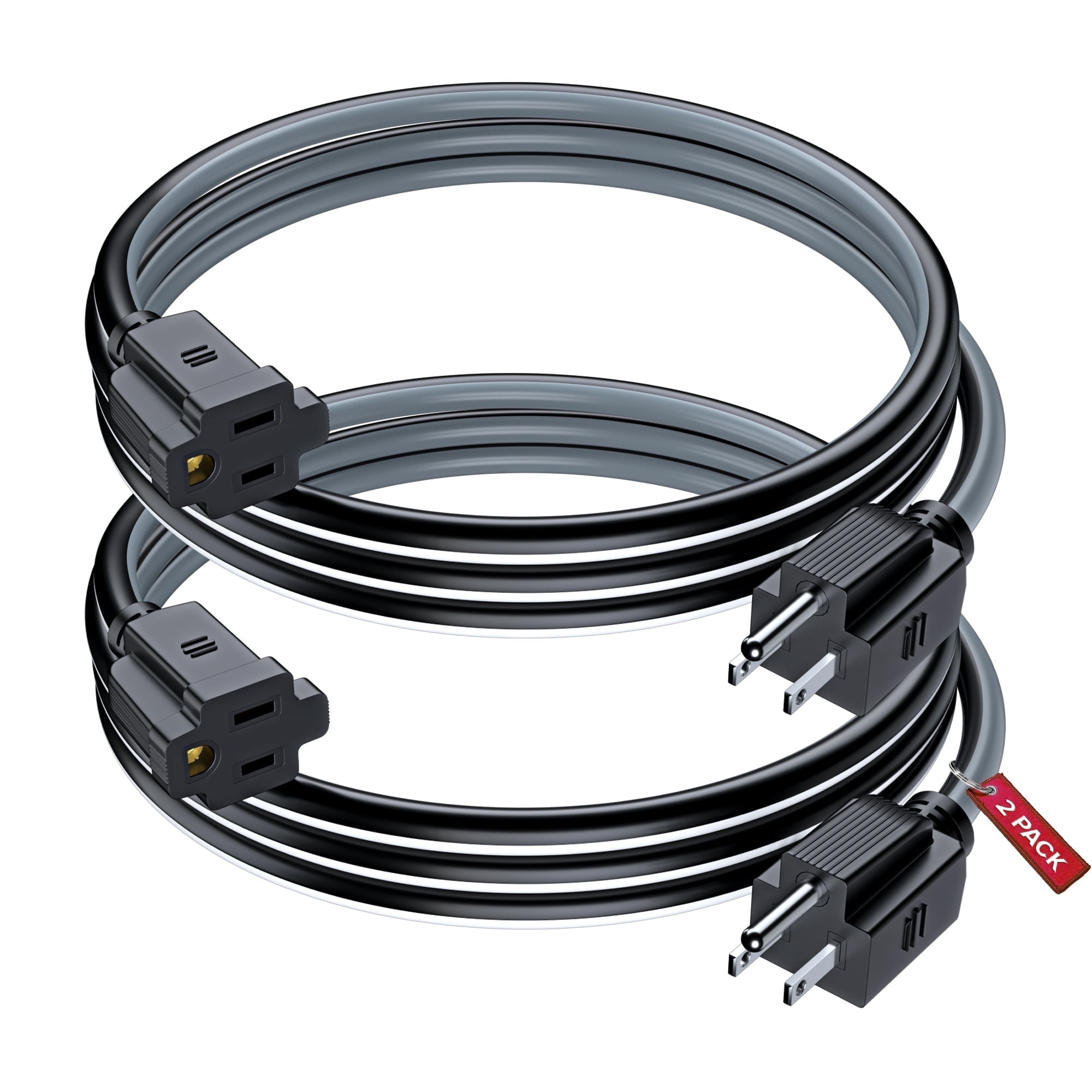 Maximm Extension Cord 3 ft, (2 Pack) Extension Cord,16 Gauge, Heavy Duty Extension Cord (Black, White and Gray) ETL Listed