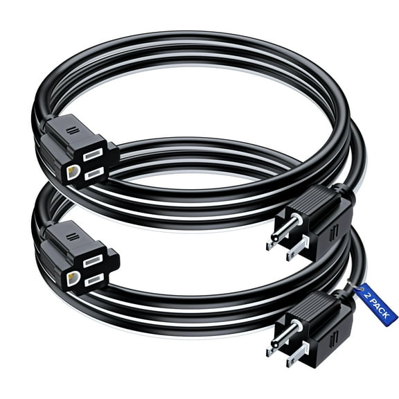 Maximm Extension Cord 3 ft, (2 Pack) Extension Cord,16 Gauge, Heavy Duty Extension Cord (Black and White) ETL Listed