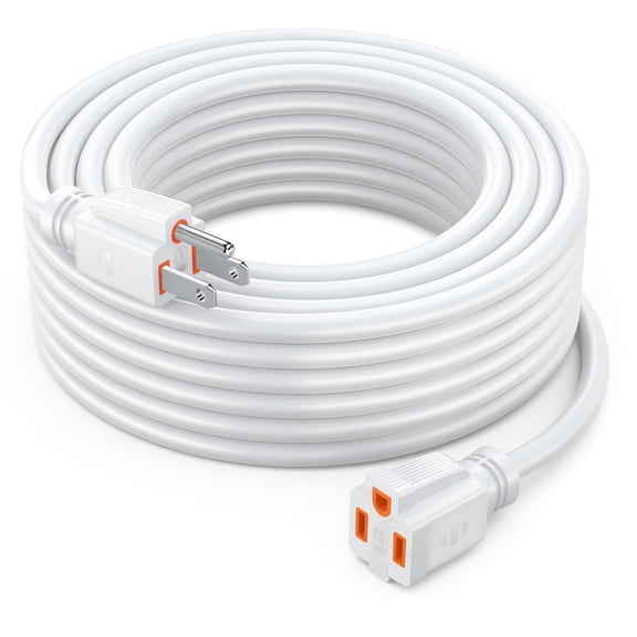 Maximm Extension Cord 30 Ft White Power Cords Indoor 16 Gauge Wire SJTW Heavy Duty ETL Listed (30Ft, White with Orange Indicators)