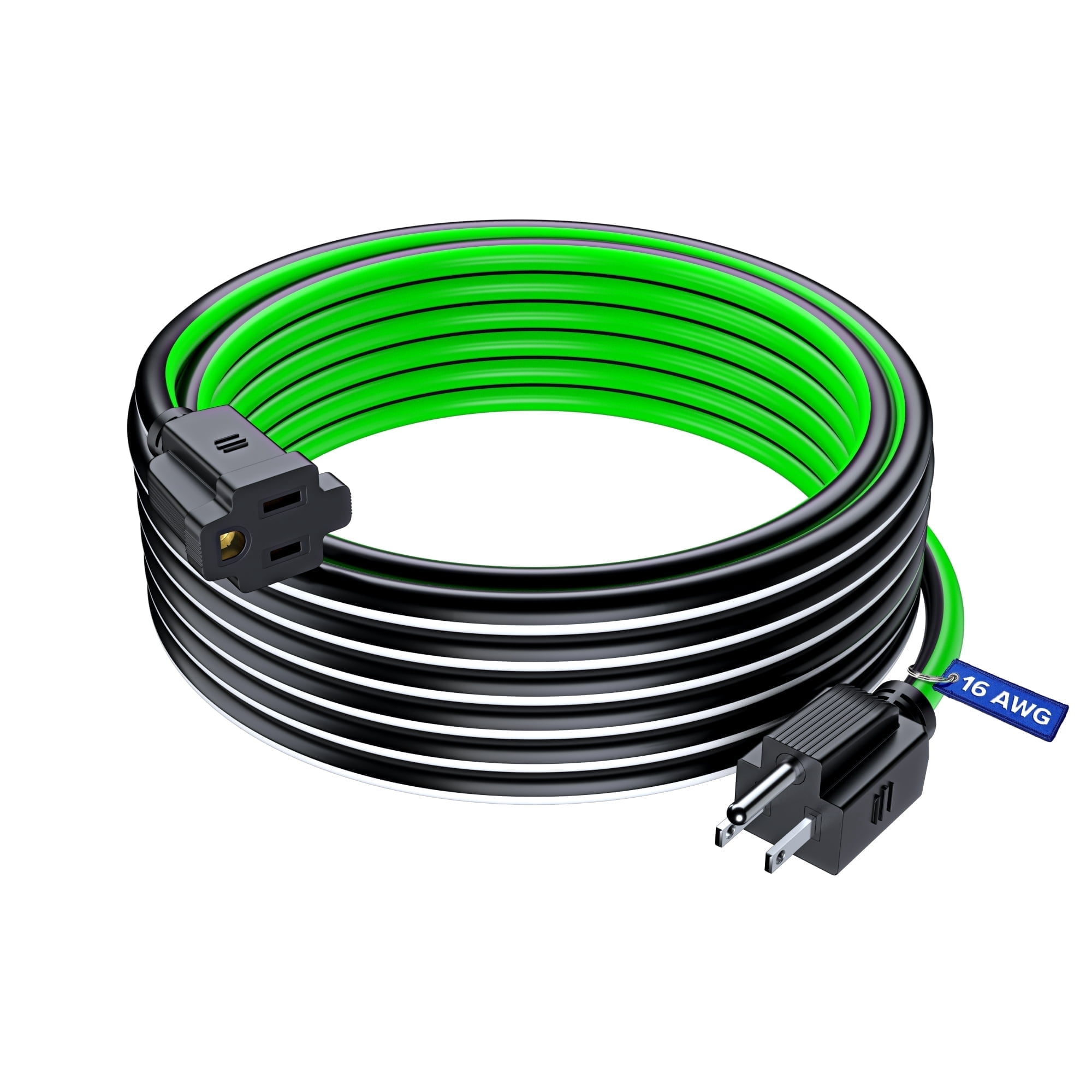 Maximm Extension Cord 30 ft, Extension Cord,16 Gauge, Heavy Duty Extension Cord (Black, White and Green) ETL Listed