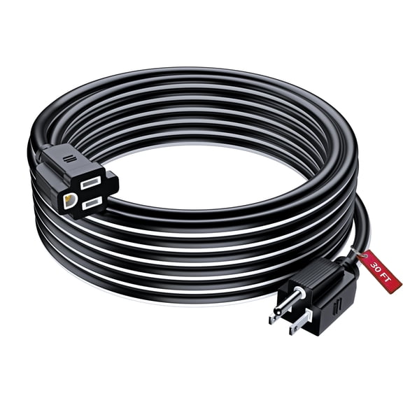 Maximm Extension Cord 30 ft, Extension Cord,16 Gauge, Heavy Duty Extension Cord (Black and White) ETL Listed