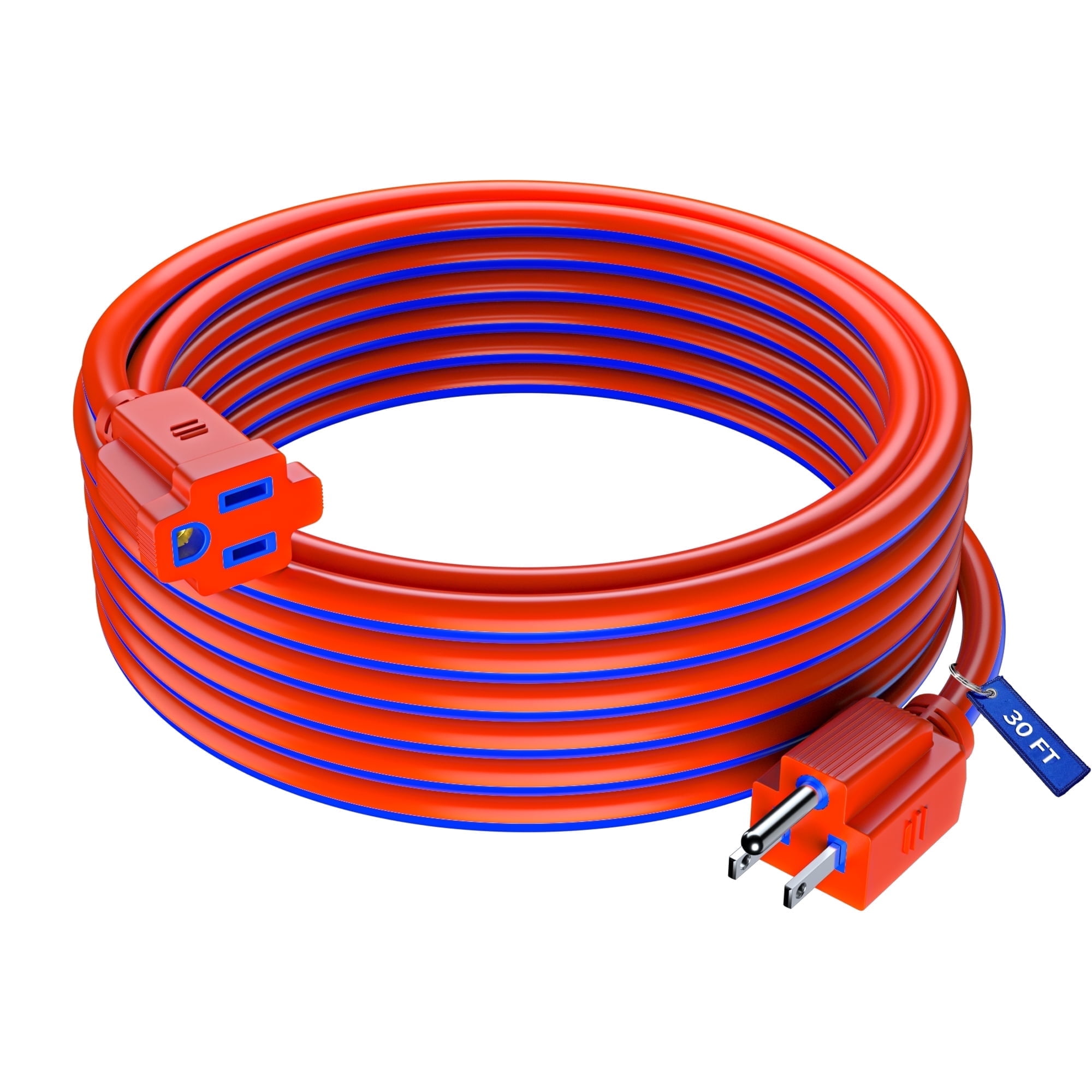 Maximm Extension Cord 30 ft, Extension Cord,16 Gauge, Heavy Duty Extension Cord (Blue and Orange) ETL Listed